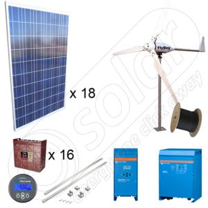 Kituri hibride off-grid cu panouri fotovoltaice de 4.5kW si turbine eoliene de 600W putere instalata cu manopera inclusa