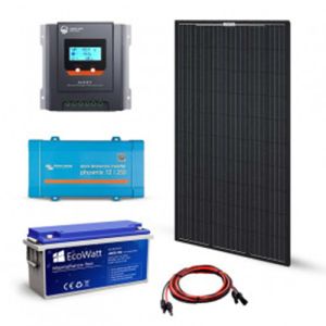 Kit solar autonom 320W, 12V-230V stocare, 1800Wh, cu cabluri premontate, un panou fotovoltaic monocristalin 320W 2V, un regulator de incarcare MPPT 30A, 12V / 24V si o baterie solara 150Ah 12V pret ieftin
