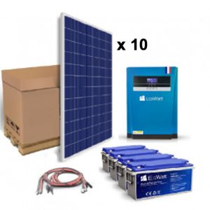 Kit solar pentru sistemele off-grid cu 10 panouri fotovoltaice policristaline 280W 24V, 4 acumulatori cu gel 200Ah 12V cu descarcare lenta si un invertor hibrid MPPT 24V 100A pret ieftin