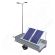 Generator solar mobil IDELLA Mobile Energy IME 2 cu doua panouri fotovoltaice, un stalp si doua lampi de iluminat montate pe o remorca auto cu o singura axa